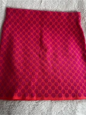 Hot Pink and Orange Geometric Knit Mini Skirt